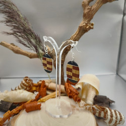 Boucles d'oreilles ovales en Chêne, Amarante, Ebène et Erable