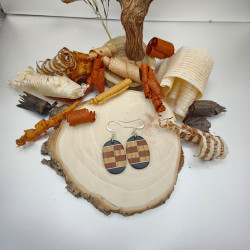 Boucles d'oreilles ovales en Chêne, Amarante, Ebène et Erable