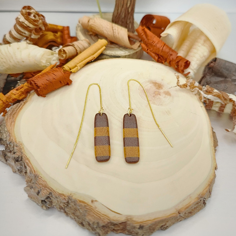 Boucles allongées sur chainettes en Movingui et Ipé