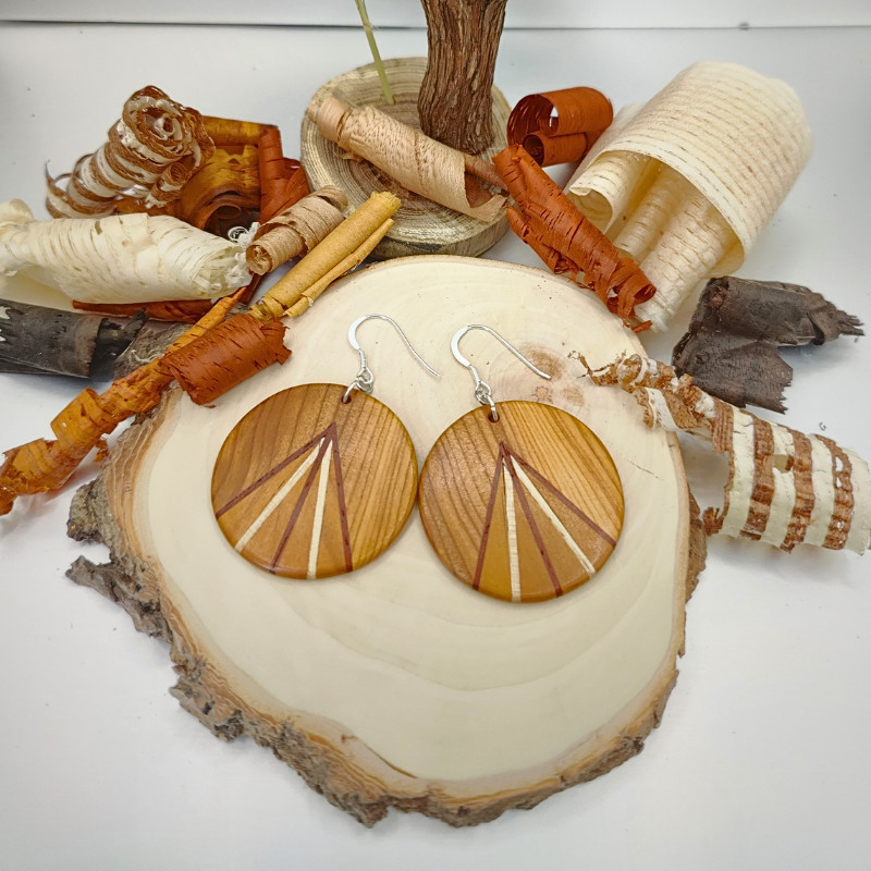 Boucles rondes en If, Pequia amarello, Frêne et Padouk