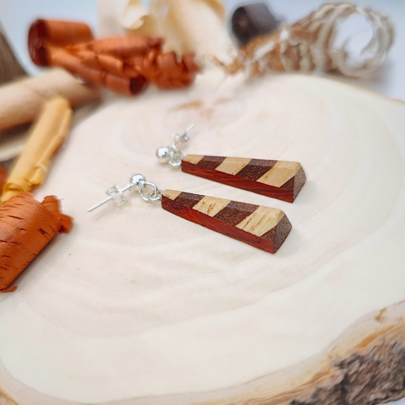 Petites boucles en Frêne, Sapelli et Padouk