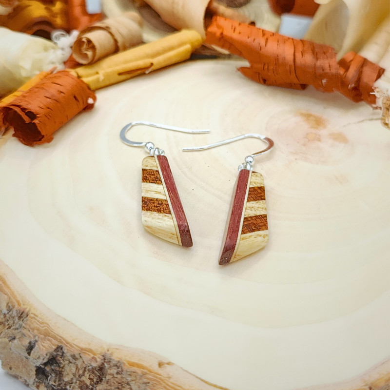 Petites boucles en Amarante, Frêne, Sapelli et Erable