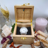 Boite à montre "Rustique" - Châtaignier, Résine bleue nacrée et Ebène du Gabon