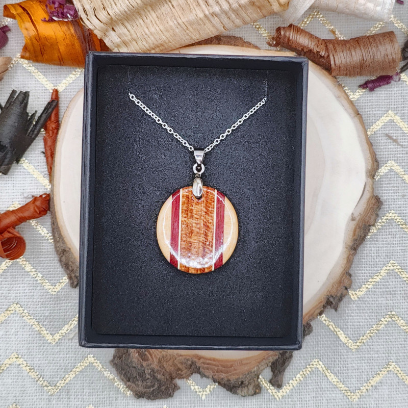 Pendentif Hêtre, Amarante, Bubinga et Erable