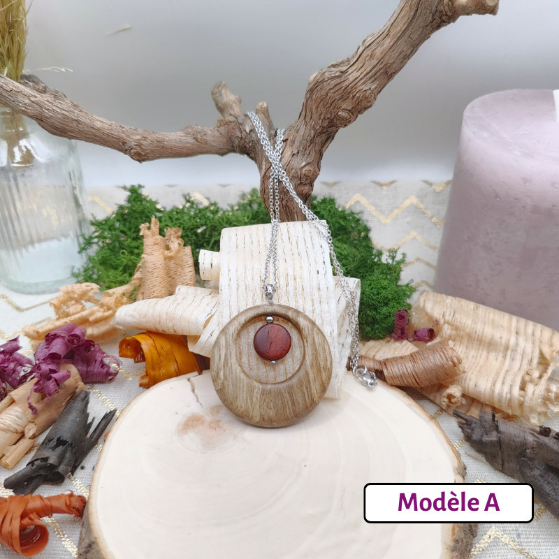 Pendentif cercle avec perle en bois - Différentes déclinaisons