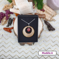 Pendentif cercle avec perle en bois - Différentes déclinaisons