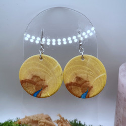 Boucles d'oreilles rondes - Tamaris d'été et résine colorée