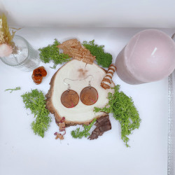 Boucles rondes bois échauffé et résine colorée - Plusieurs modèles disponibles