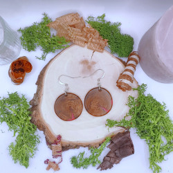 Boucles rondes bois échauffé et résine colorée - Plusieurs modèles disponibles