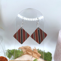 Boucles losange - Amarante, Ebène du Gabon et Erable