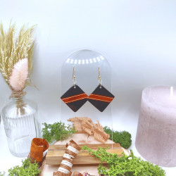 Boucles losanges / rondes - Ebène du Gabon, Cocobolo, Padouk et Erable