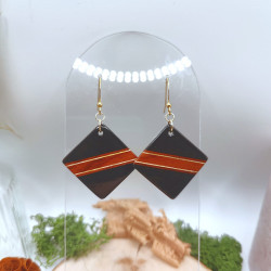 Boucles losanges / rondes - Ebène du Gabon, Cocobolo, Padouk et Erable