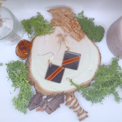 Boucles losanges / rondes - Ebène du Gabon, Cocobolo, Padouk et Erable