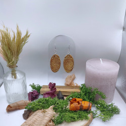 Boucles d'oreilles en ovales - Poirier échauffé