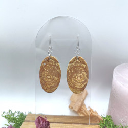 Boucles d'oreilles en ovales - Poirier échauffé