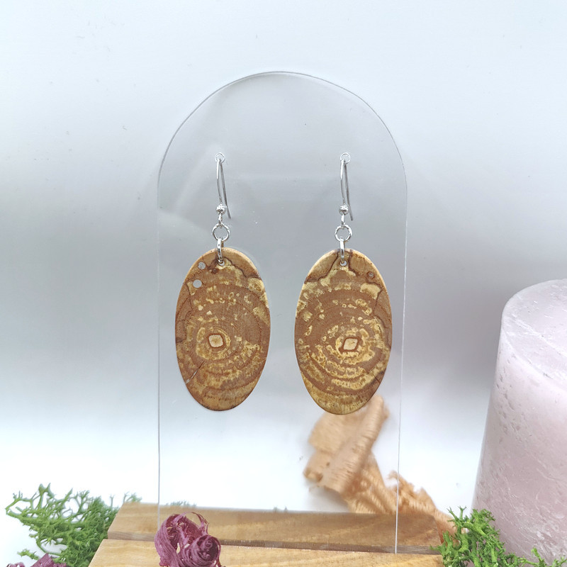 Boucles d'oreilles en ovales - Poirier échauffé