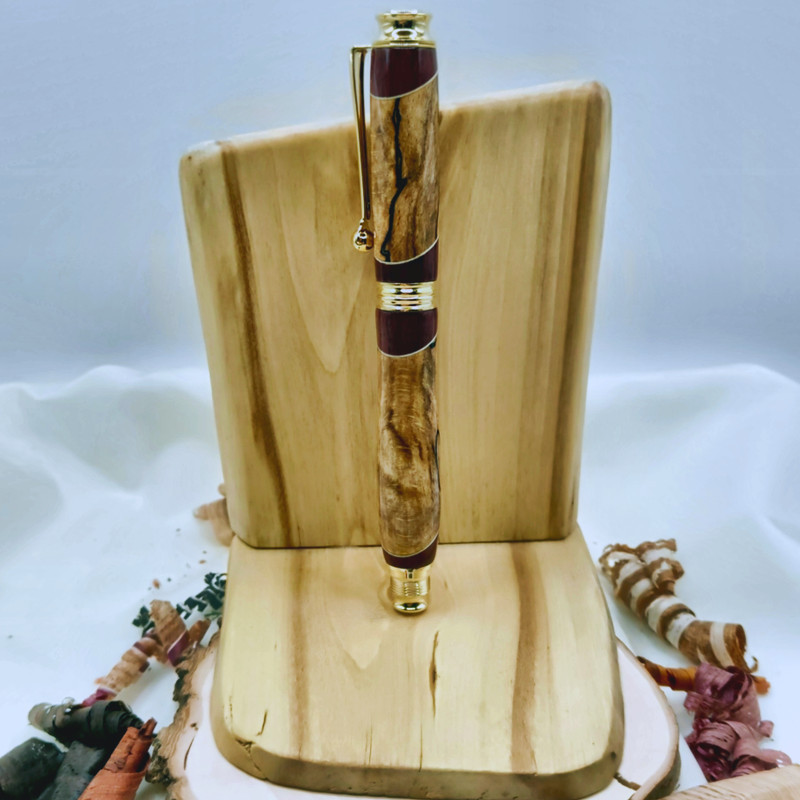 Roller Prestige en Hêtre échauffé, Amarante et Erable sycomore | Zaksuo's Workshop