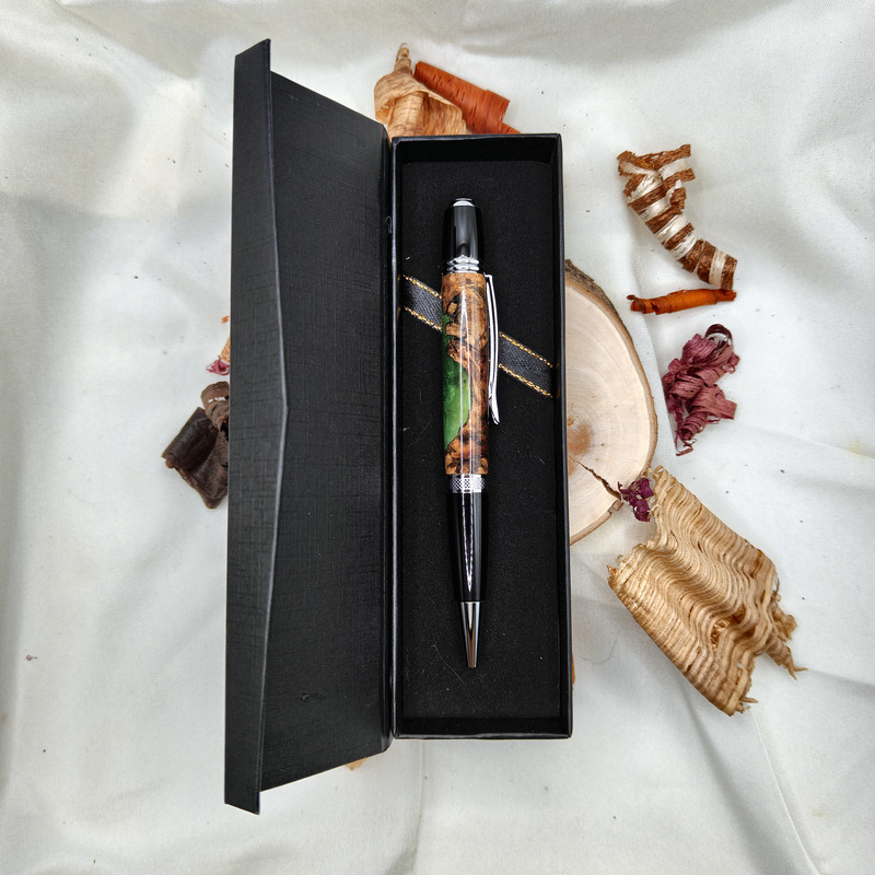 Stylo bille Audace – Loupe de peuplier et résine | Zaksuo's Workshop